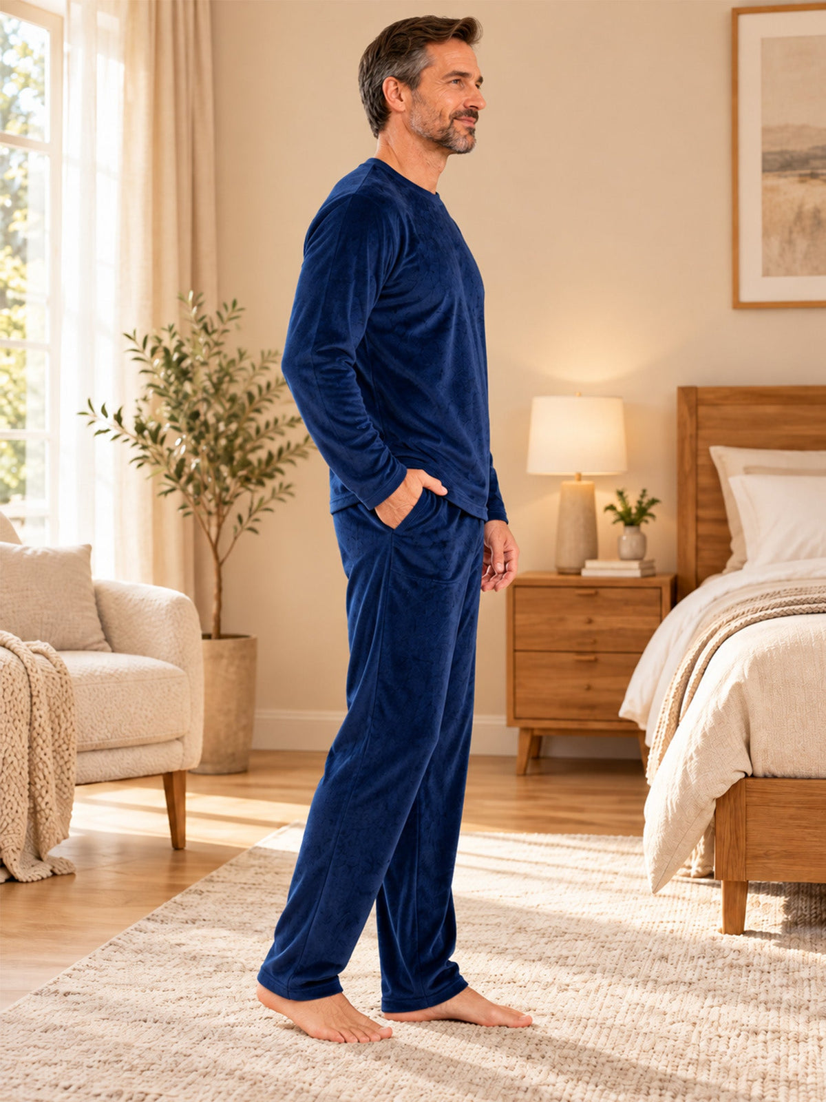 Herren Kuscheliges Thermo-Samt-Pyjama-Set