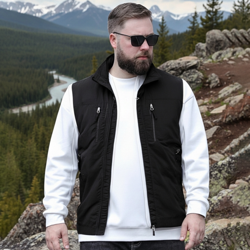 Ärmelloser Oversized Herren-Gilet mit Taschen