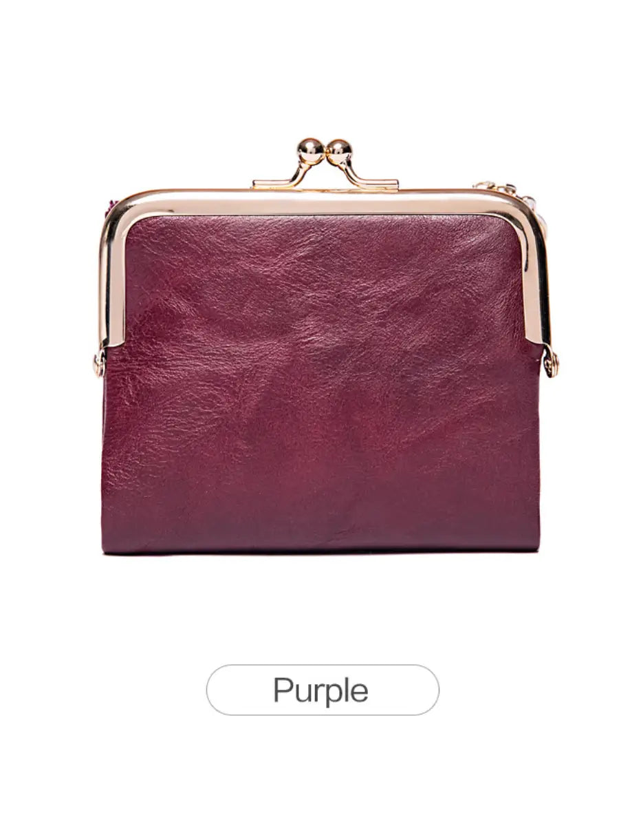 Kompakte Bifold-Geldbörse im Vintage-Stil mit Bügelverschluss-Münzfach
