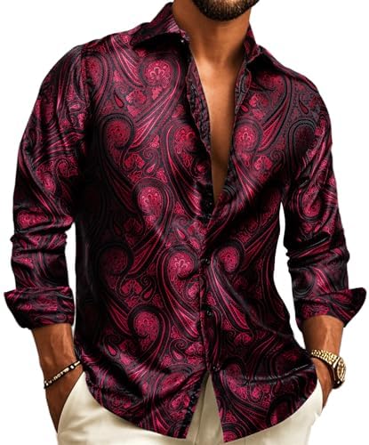Herren Paisley-Jacquard-Hemd – Raffinierter Langarmstil für Hochzeiten und Abendgarderobe