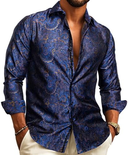 Herren Paisley-Jacquard-Hemd – Raffinierter Langarmstil für Hochzeiten und Abendgarderobe
