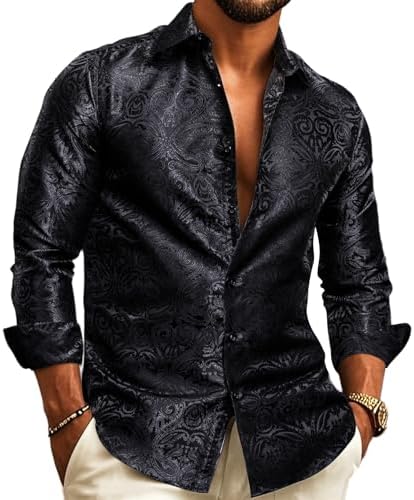 Herren Paisley-Jacquard-Hemd – Raffinierter Langarmstil für Hochzeiten und Abendgarderobe