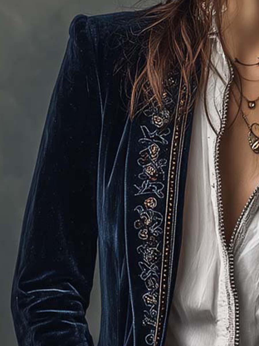 Anastasia Bestickte Longline-Jacke
