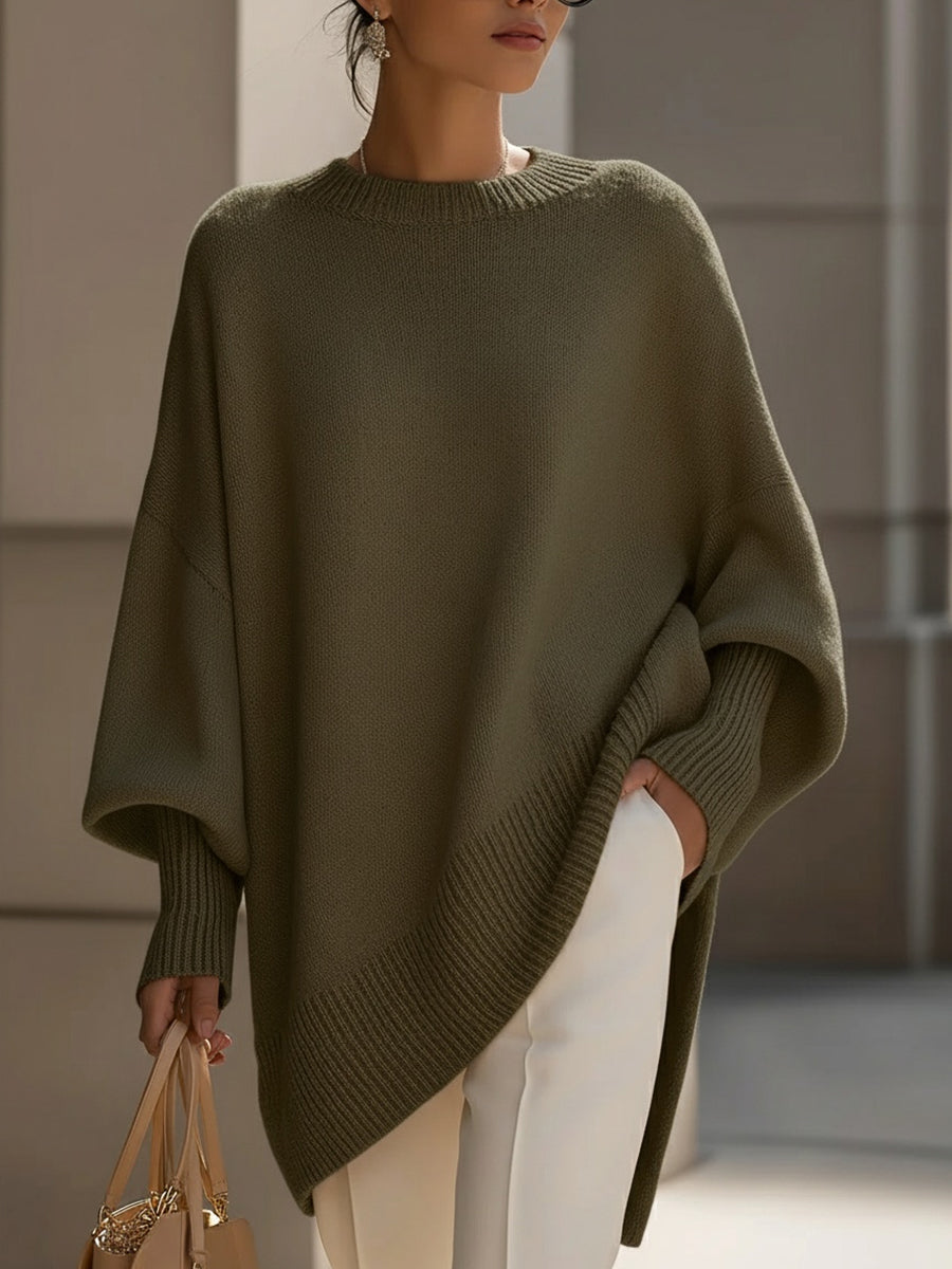 Oversized Draped Wide-Neck Pullover