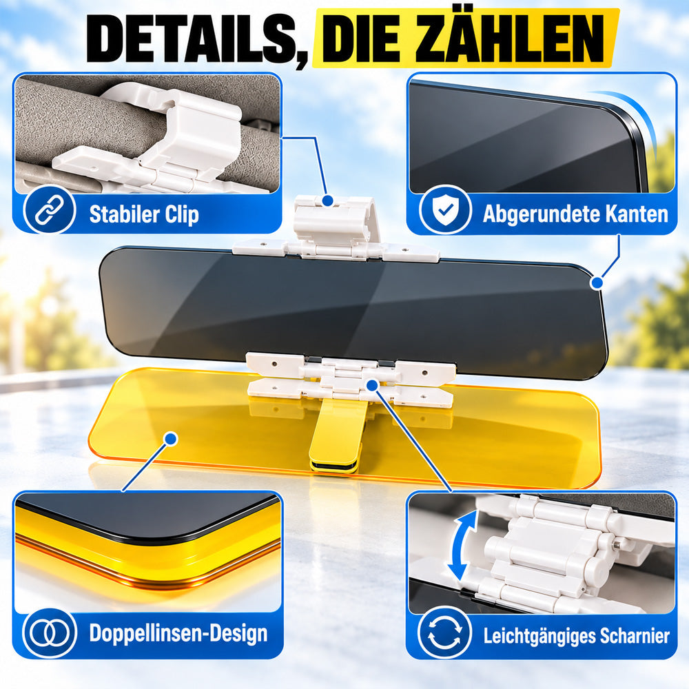 Universelle HD-Antiblend-Sonnenblende fürs Auto – Tag und Nacht