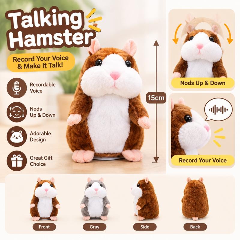 Sprechender Hamster-Plüsch, wiederholt Stimmen und schüttelt den Kopf