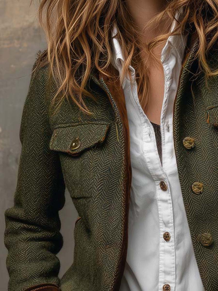 Blazer Vintage Chevrons mit kontrastierenden Paspeln