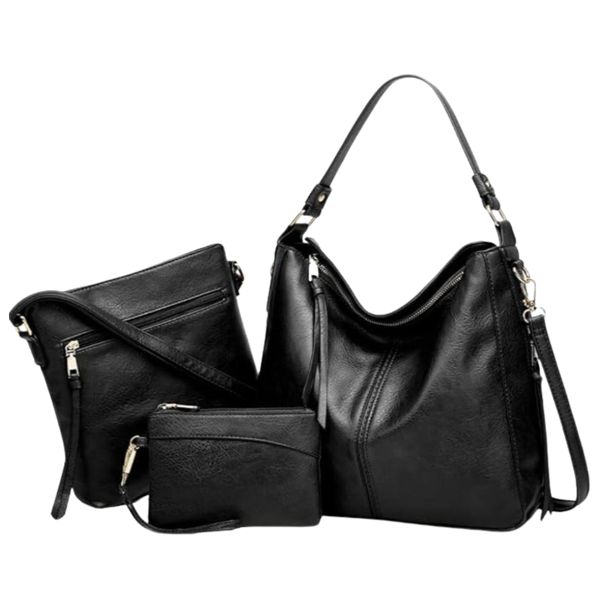Luxuriöses Leder 3-teiliges Hobo-Taschen-Set
