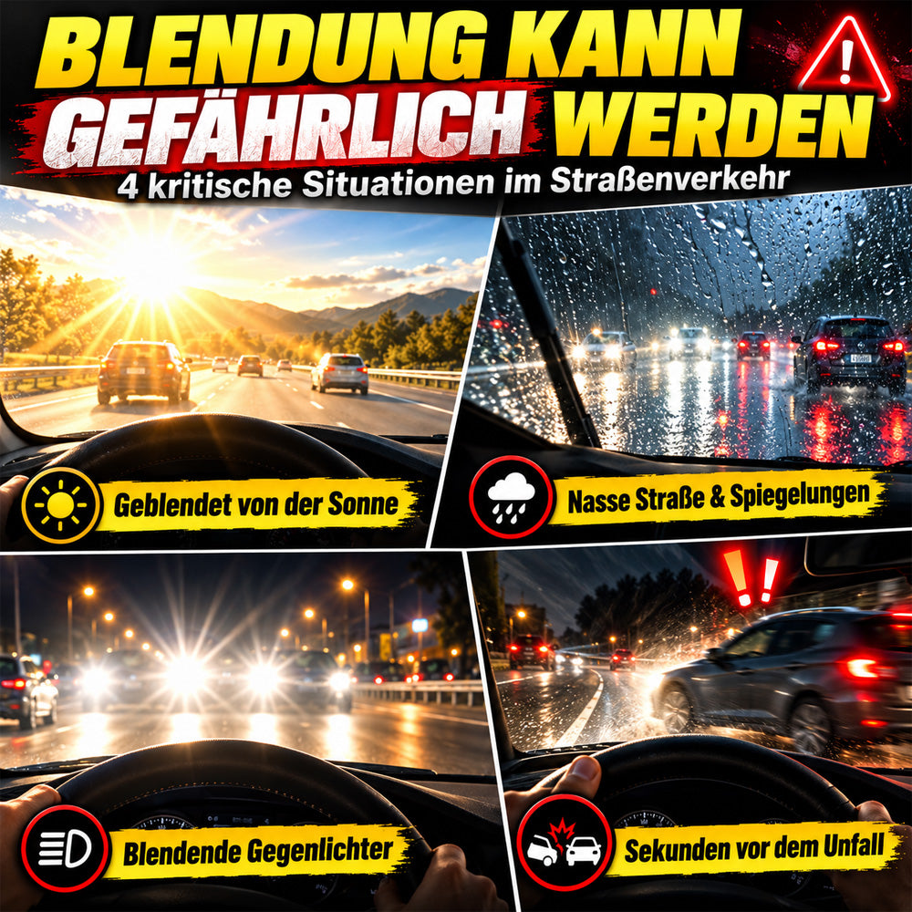 Universelle HD-Antiblend-Sonnenblende fürs Auto – Tag und Nacht