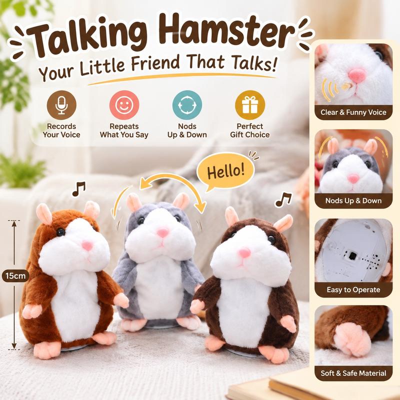 Sprechender Hamster-Plüsch, wiederholt Stimmen und schüttelt den Kopf