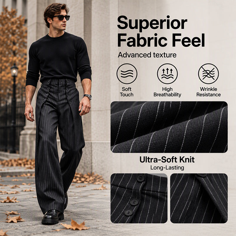 Herren Zweireihige High-Waist Hose mit maßgeschneiderter Taille