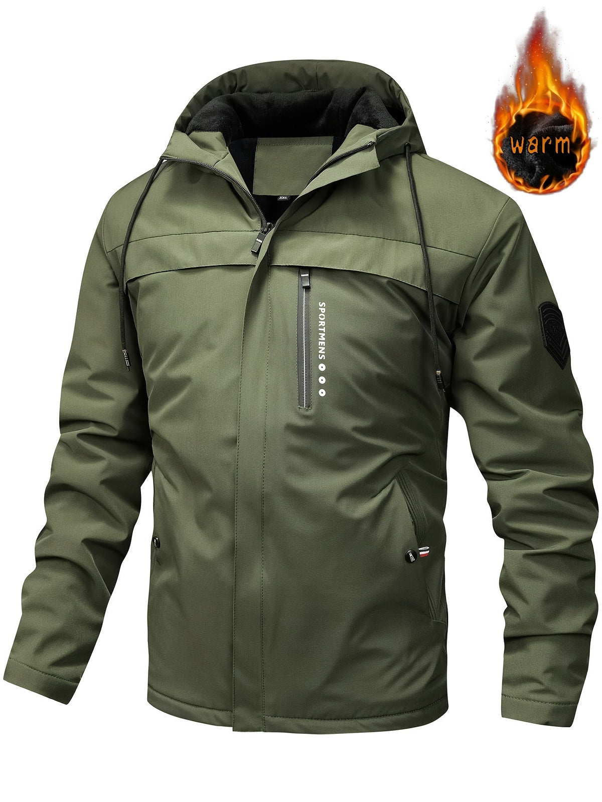Herrenjacke mit Kapuze aus warmer Wolle Winterjacke für Outdoor-Aktivitäten Wasserdichte Jacke