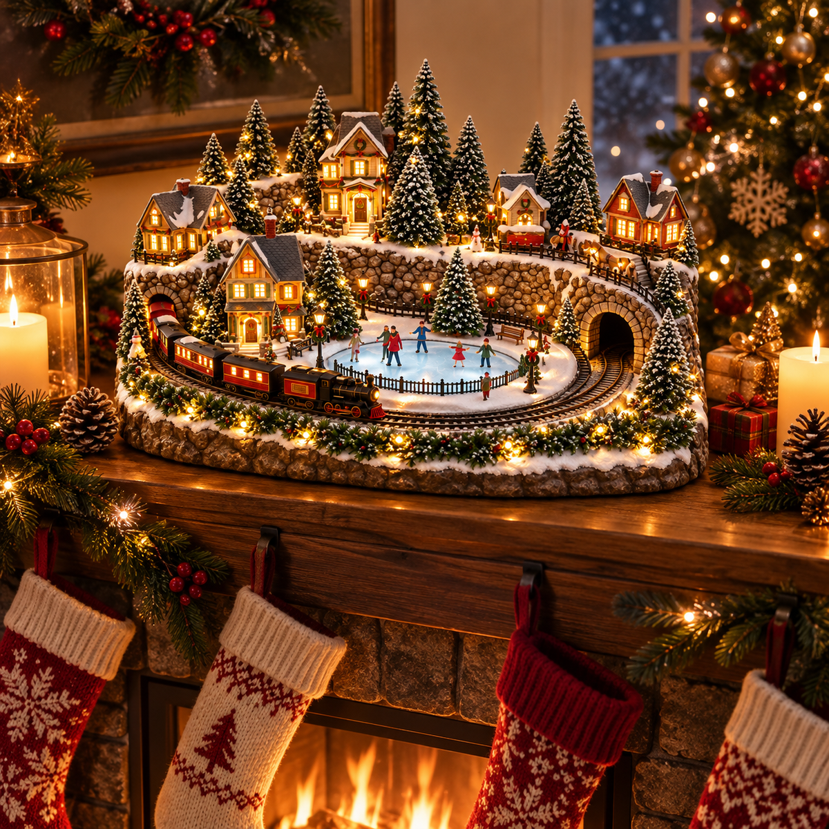 Magischer Weihnachtszug & Eislaufbahn