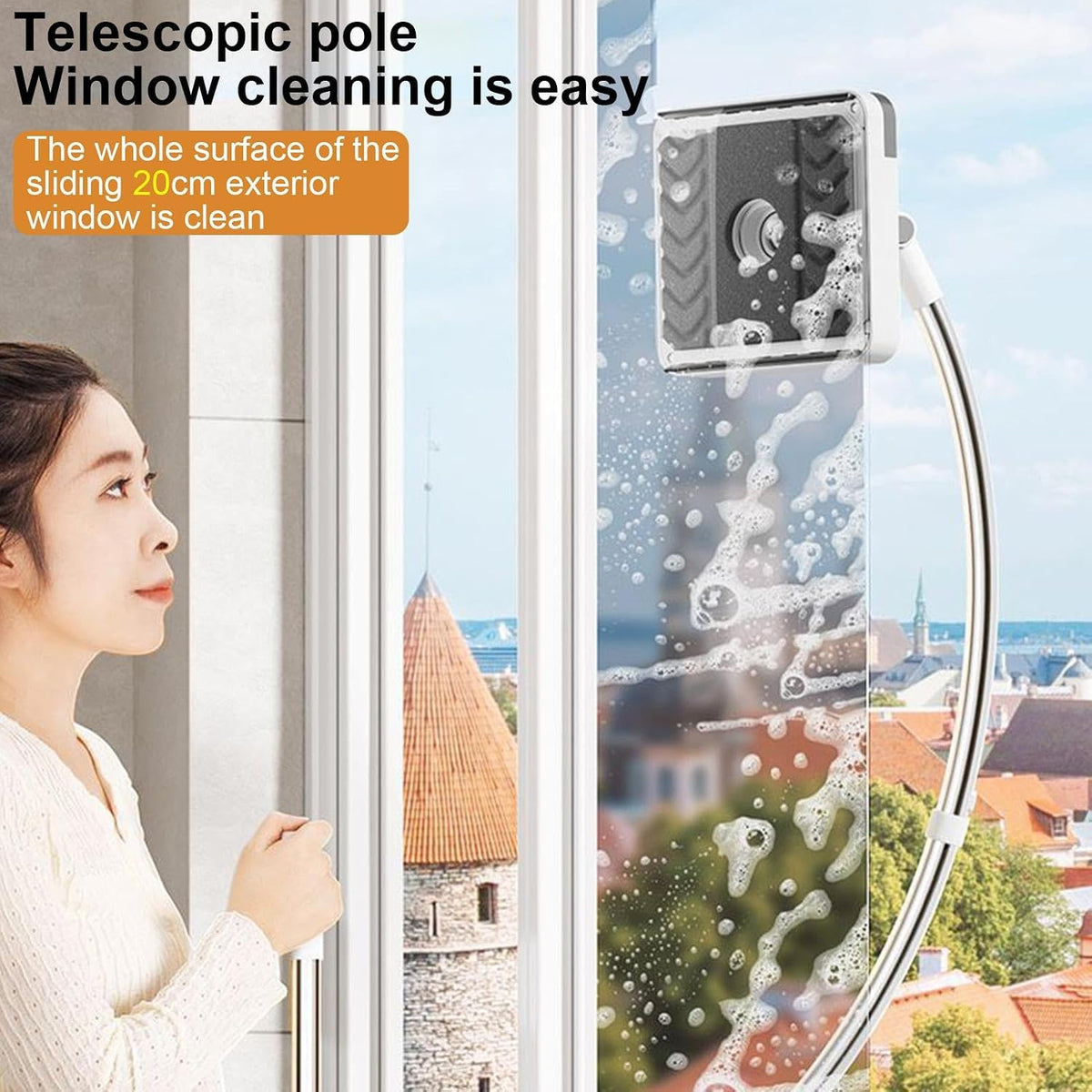 Ausziehbares Fensterreinigungswerkzeug mit Dual-Modus
