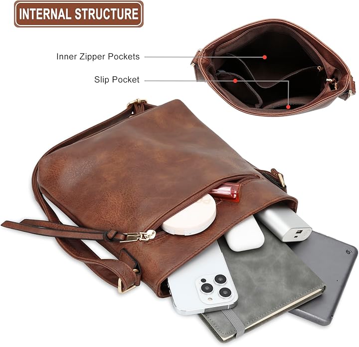 Luxuriöses Leder 3-teiliges Hobo-Taschen-Set