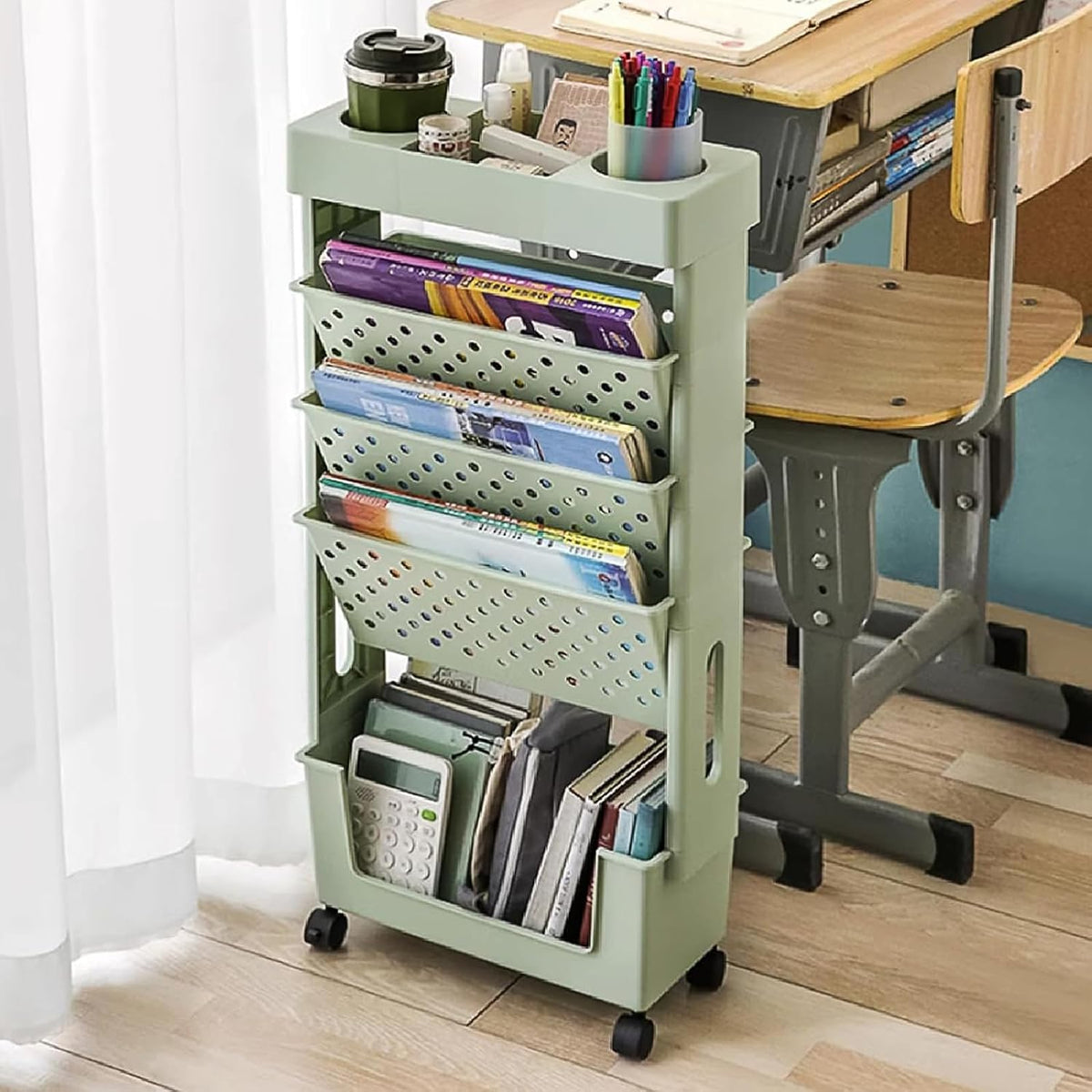 Fahrbares Bücherregal-Wagen