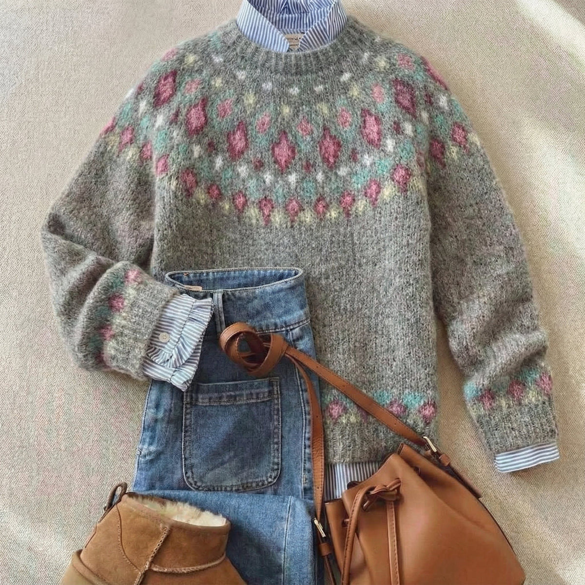 Eleanor Klassischer nordischer Erbe Strickpullover