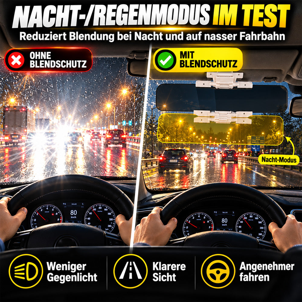 Universelle HD-Antiblend-Sonnenblende fürs Auto – Tag und Nacht