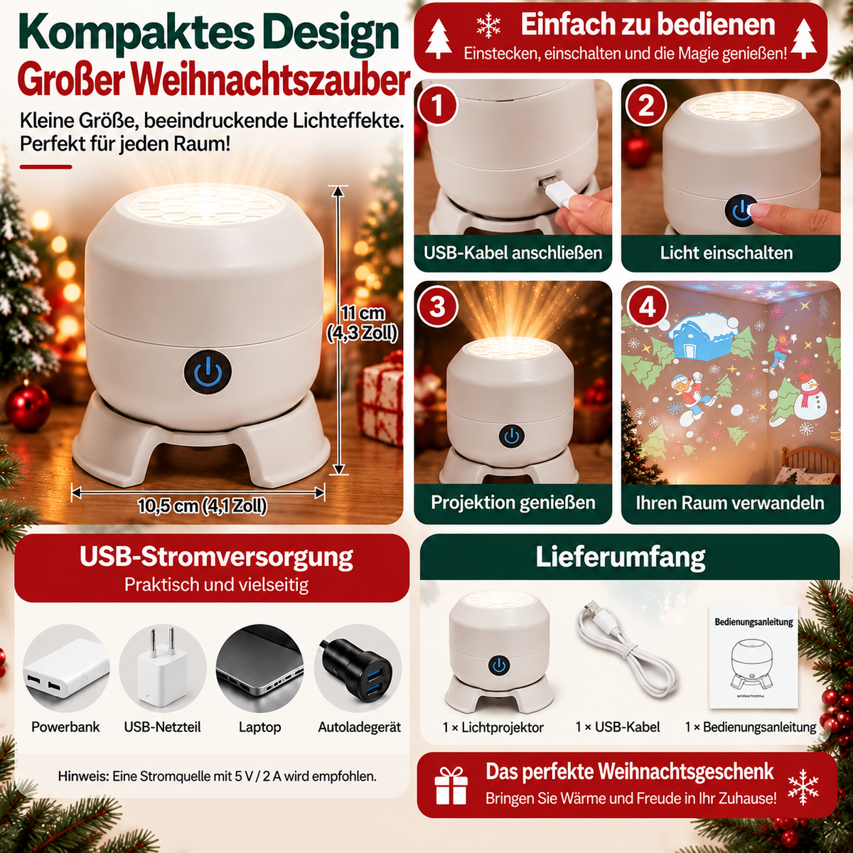 Weihnachtsprojektor für Innenraumdekoration
