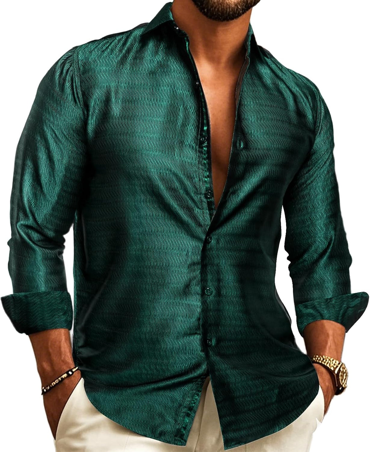 Herren Paisley-Jacquard-Hemd – Raffinierter Langarmstil für Hochzeiten und Abendgarderobe