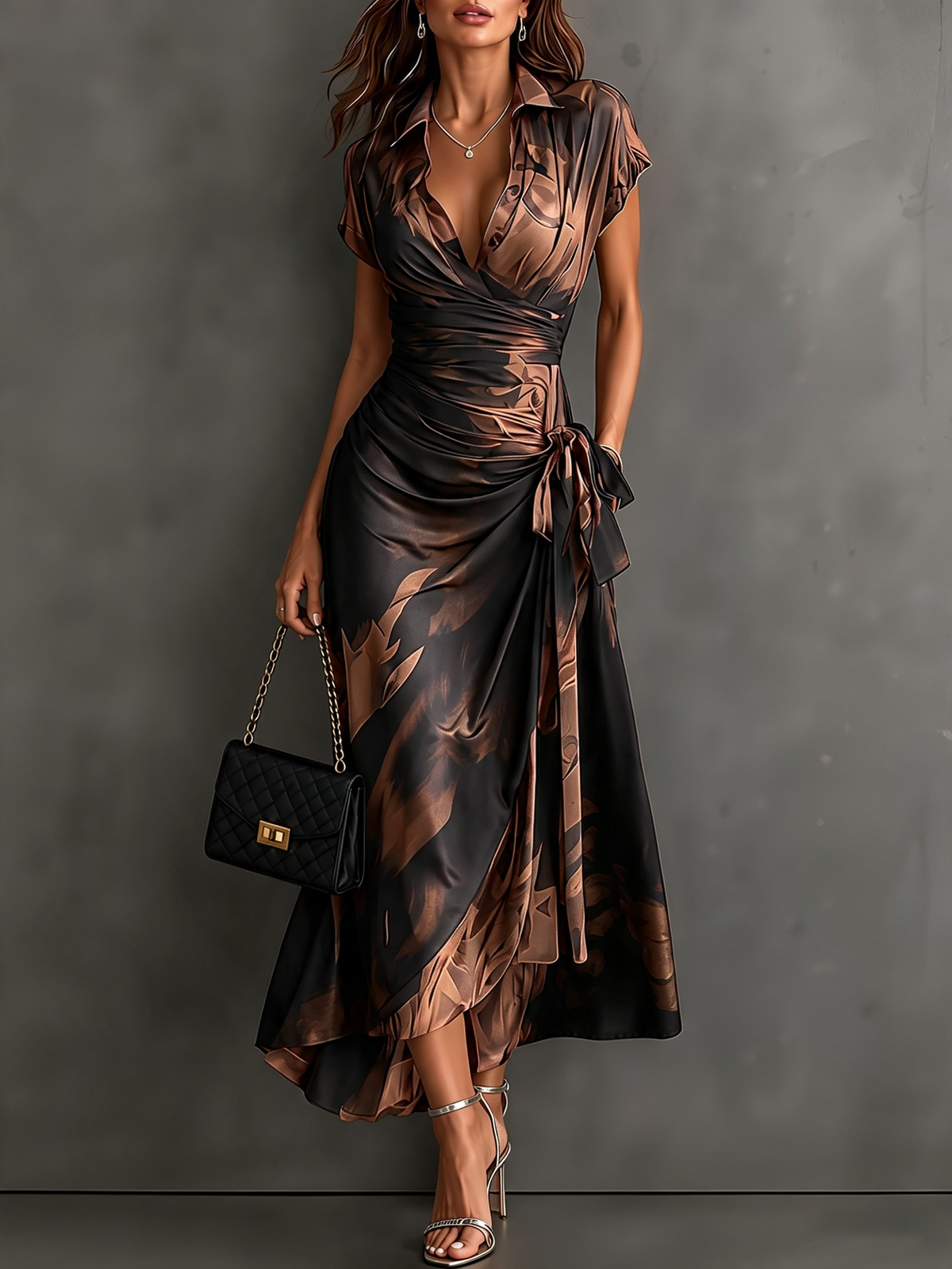 Abstract Print Wickel-Maxikleid