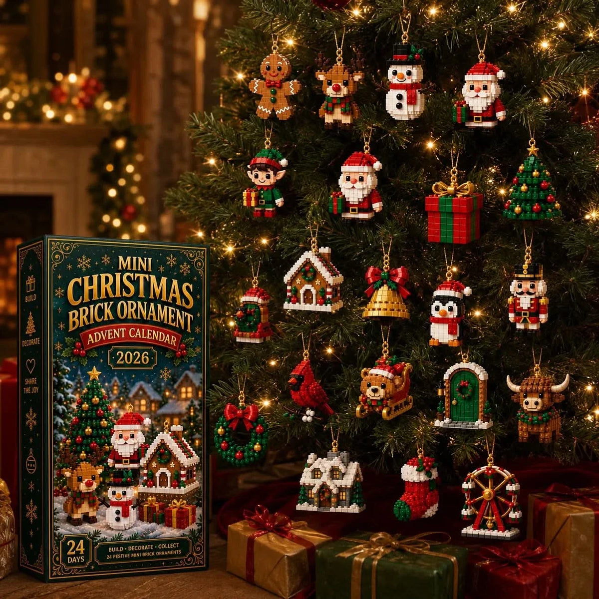 Baubarer Weihnachts-Baustein-Ornament Adventskalender