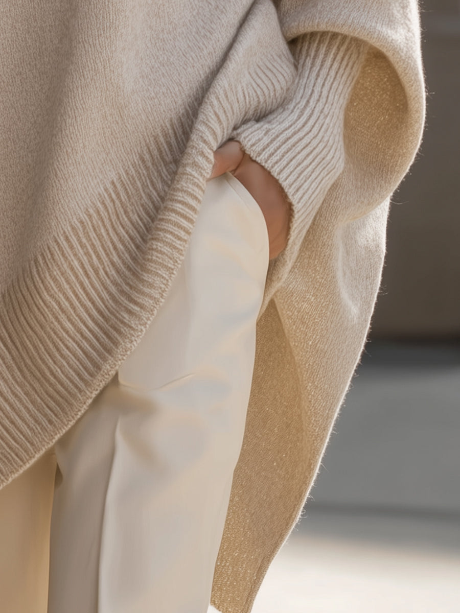 Oversized Draped Wide-Neck Pullover
