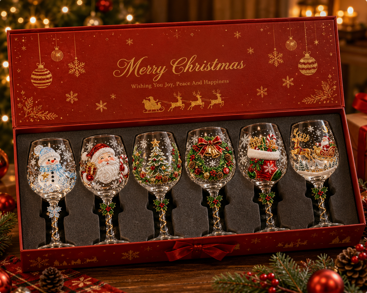 3D Weihnachts-Weingläser – Festliches Nippen mit weihnachtlichem Charme