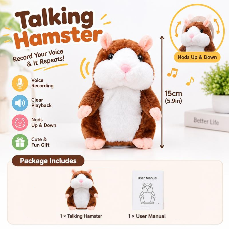 Sprechender Hamster-Plüsch, wiederholt Stimmen und schüttelt den Kopf