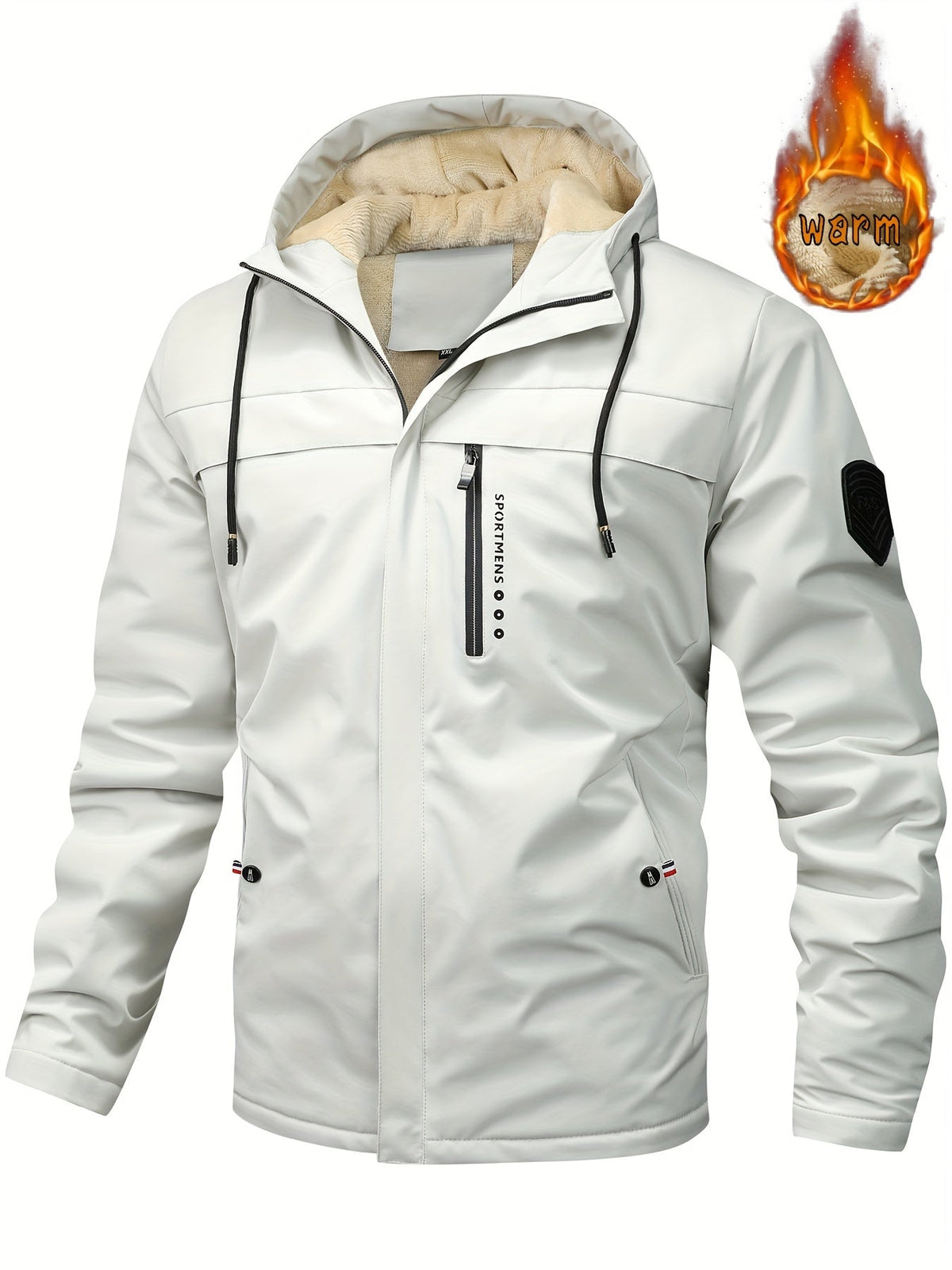 Herrenjacke mit Kapuze aus warmer Wolle Winterjacke für Outdoor-Aktivitäten Wasserdichte Jacke