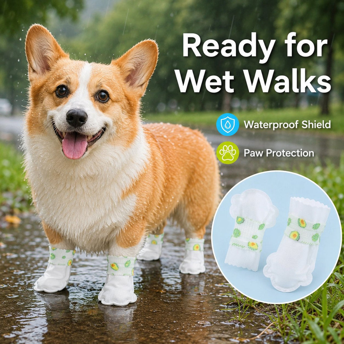 20 Stück wasserdichte Einweg-Hundeschuhe, geeignetes Zubehör für Outdoor-Hundespaziergänge