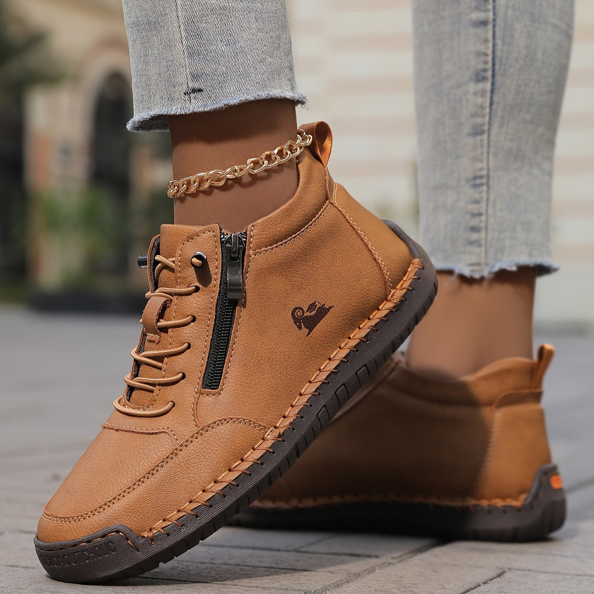 Damen Bequeme Schnür-Knöchel-Sneaker