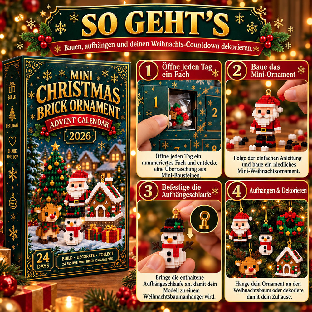 Baumzauber | 24-Tage-Adventskalender mit Mini-Weihnachtsbaumschmuck zum Selberbauen | 24 festliche Bausets mit Aufhängeschlaufen