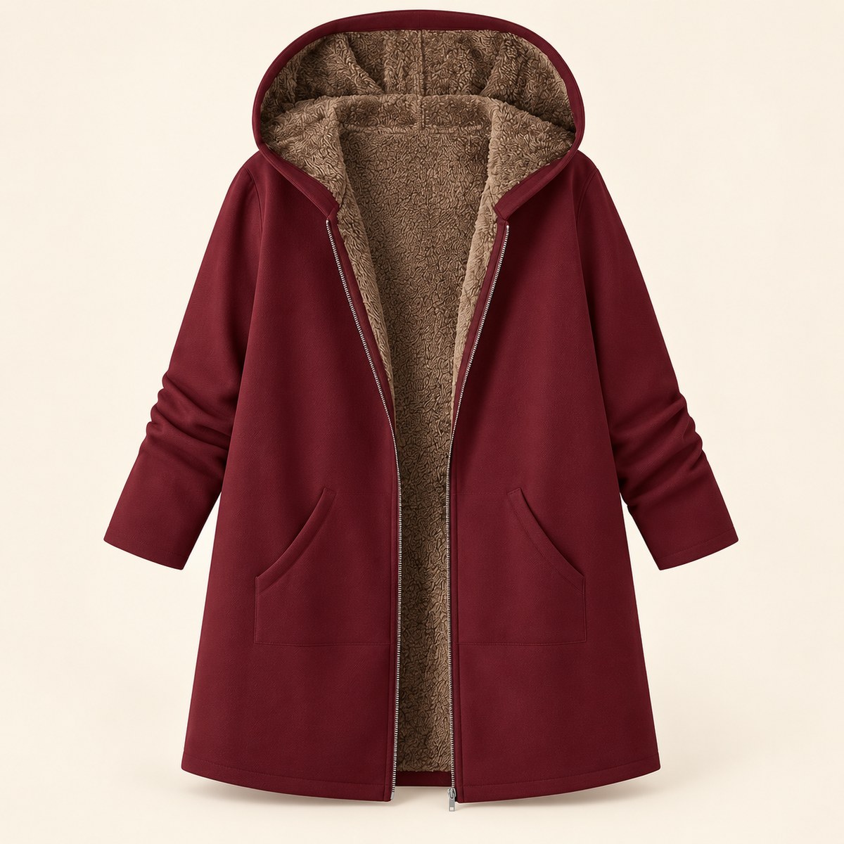 Warmer Kapuzenmantel mit weichem Sherpa-Futter