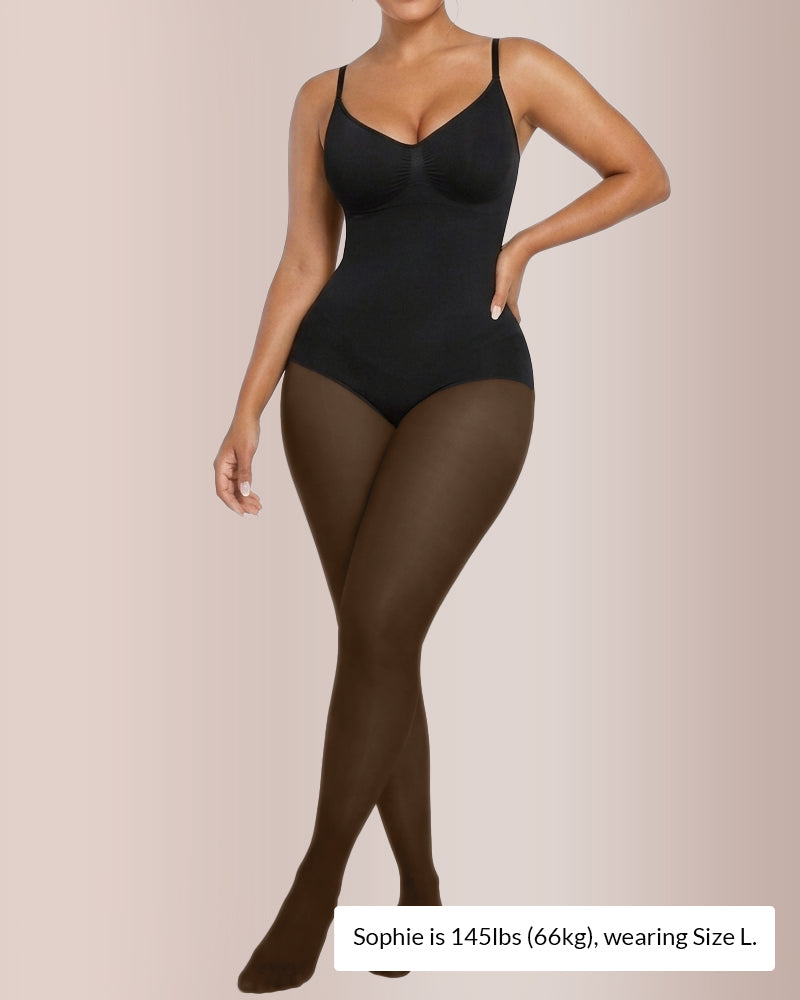 Sheer Illusion Strumpfhose & Bauchkontrolle Fleece-gefütterter Body