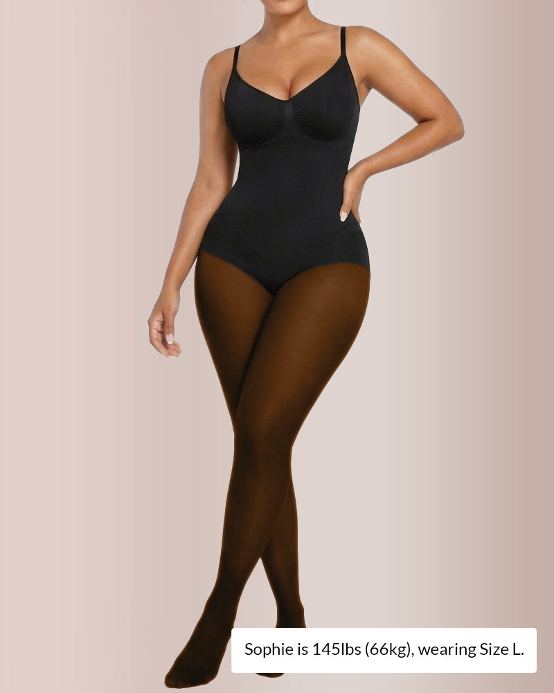Sheer Illusion Strumpfhose & Bauchkontrolle Fleece-gefütterter Body