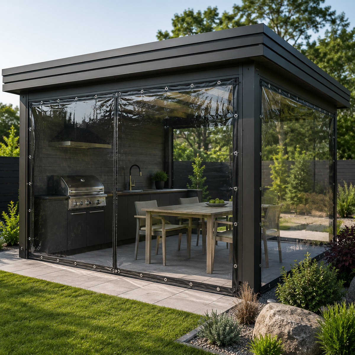 Camp Basel | Clearverra Transparente Reißverschluss-Pergola-Platte