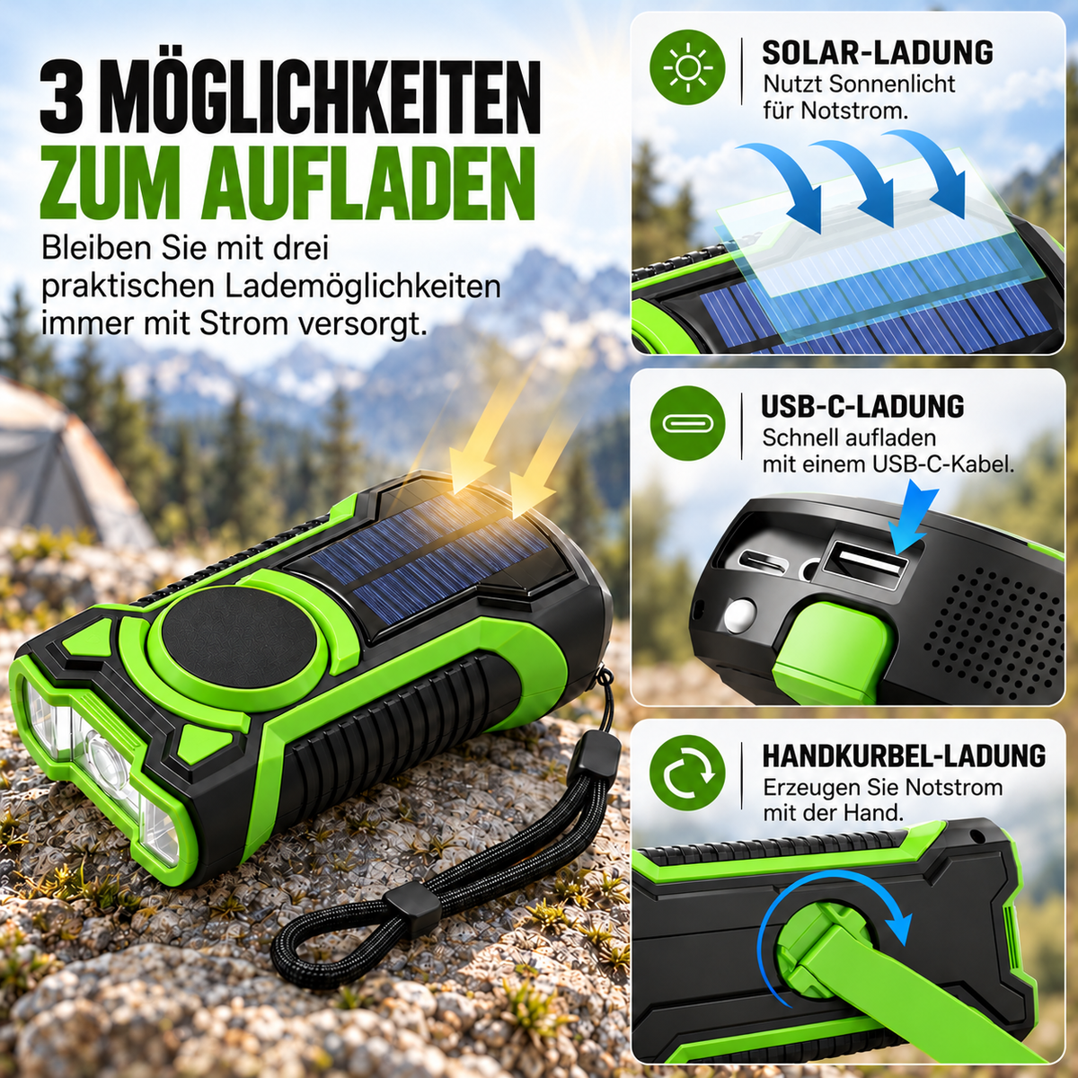 Camp Basel | Crankora Handkurbel-Notfallradio