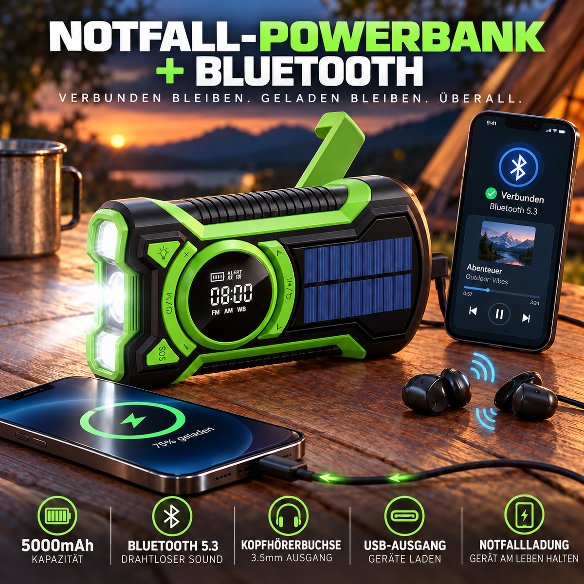 Camp Basel | Crankora Handkurbel-Notfallradio