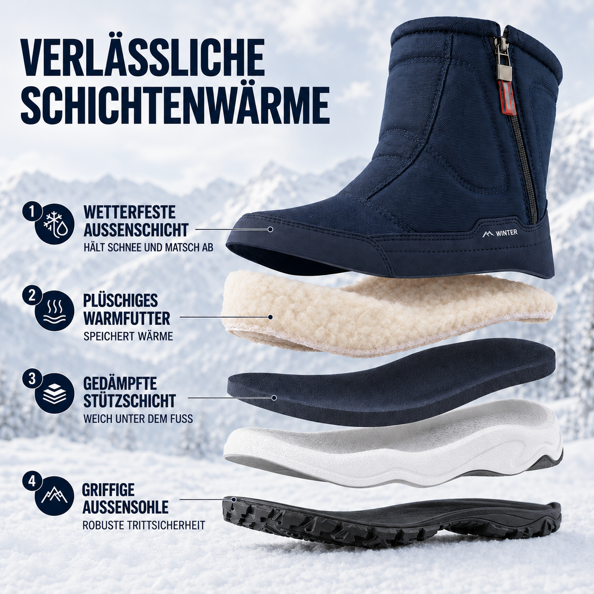 Camp Basel | Isolierte Wasserdichte Winterstiefel