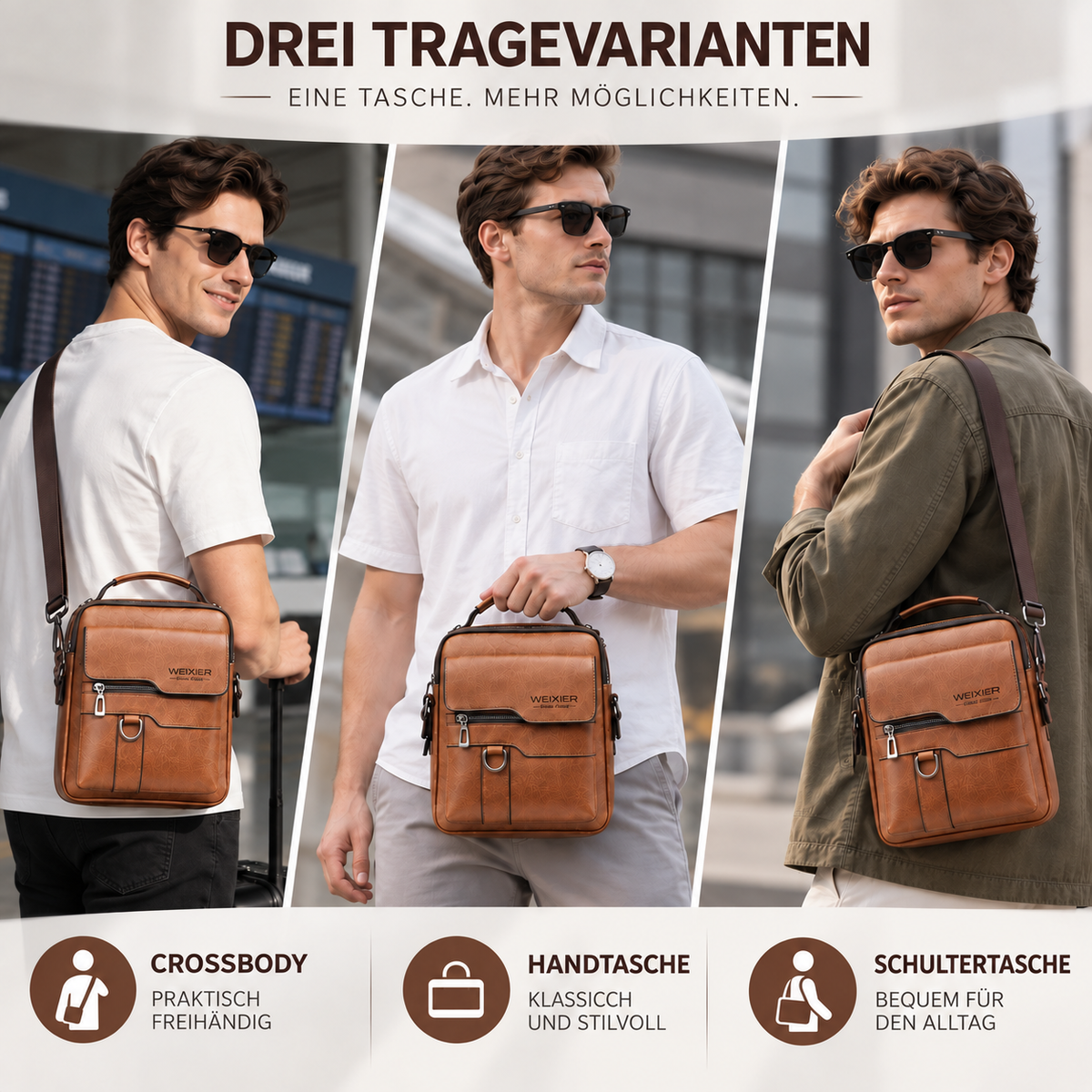 Camp Basel | Kompakte PU-Messenger-Tasche