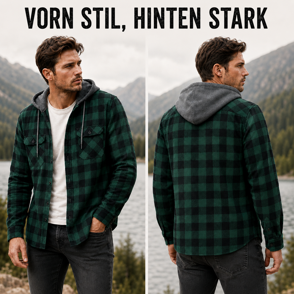 Camp Basel | Thrives Outdoor Langarm-Kapuzen-Flanellhemd
