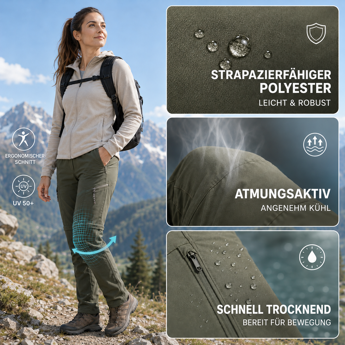 Camp Basel | Treklite Abnehmbar Zip-Off Cargo Wanderhose