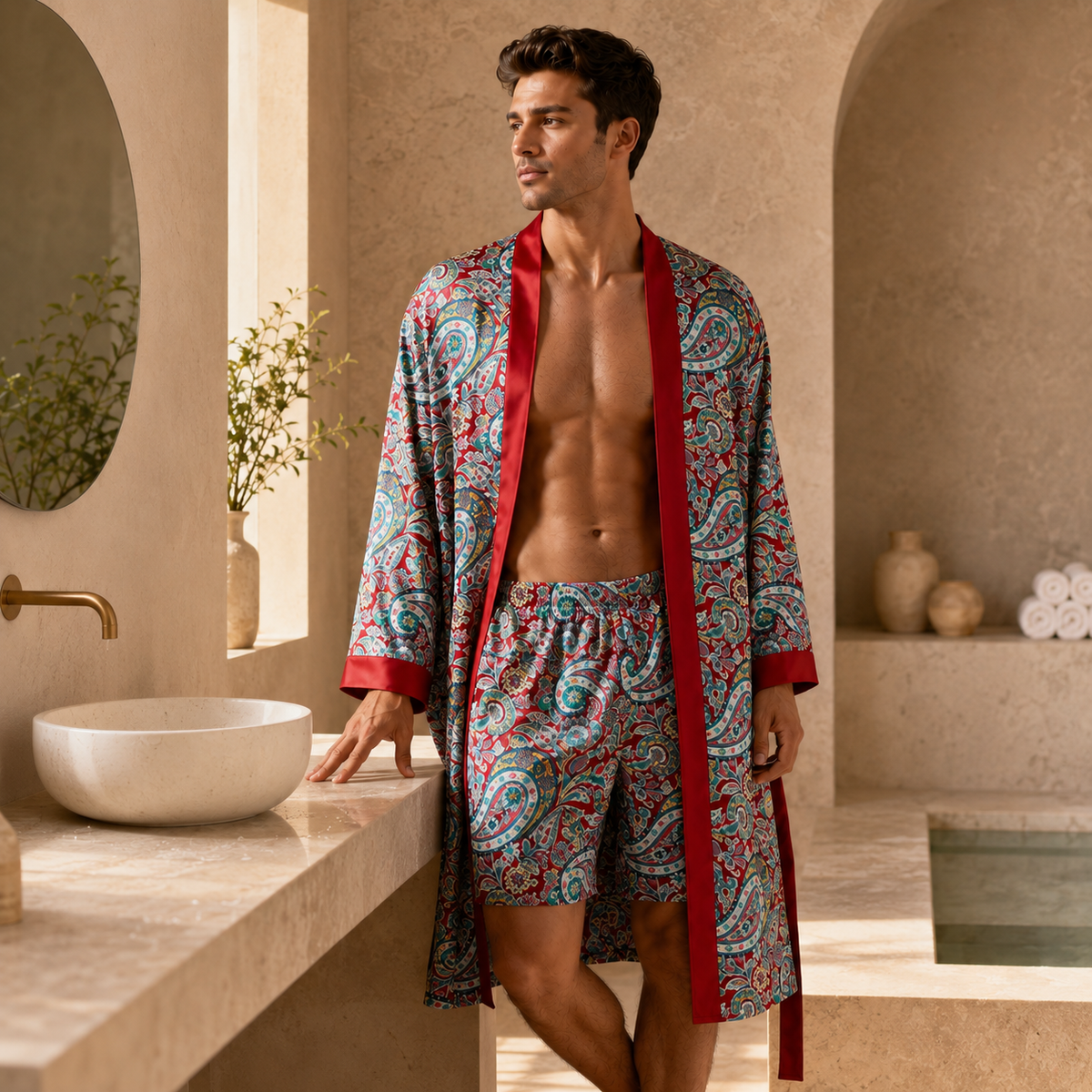 Camp Basel | Velvoro Langer Kimono-Stil Bademantel-Set