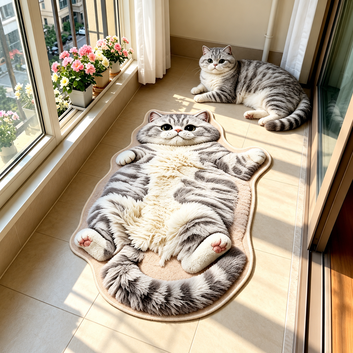 Katzenförmiger Teppich Chubby Tabby