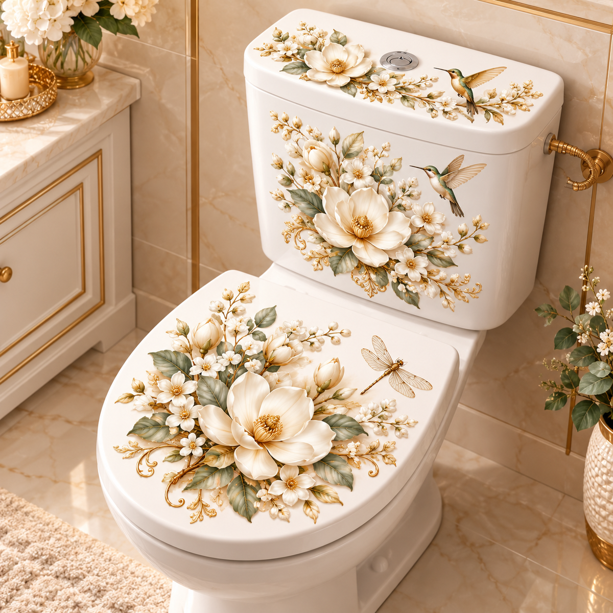 Tier- & Blumen-WC-Aufkleber – 5 charmante Designs für elegante Badezimmerdekoration