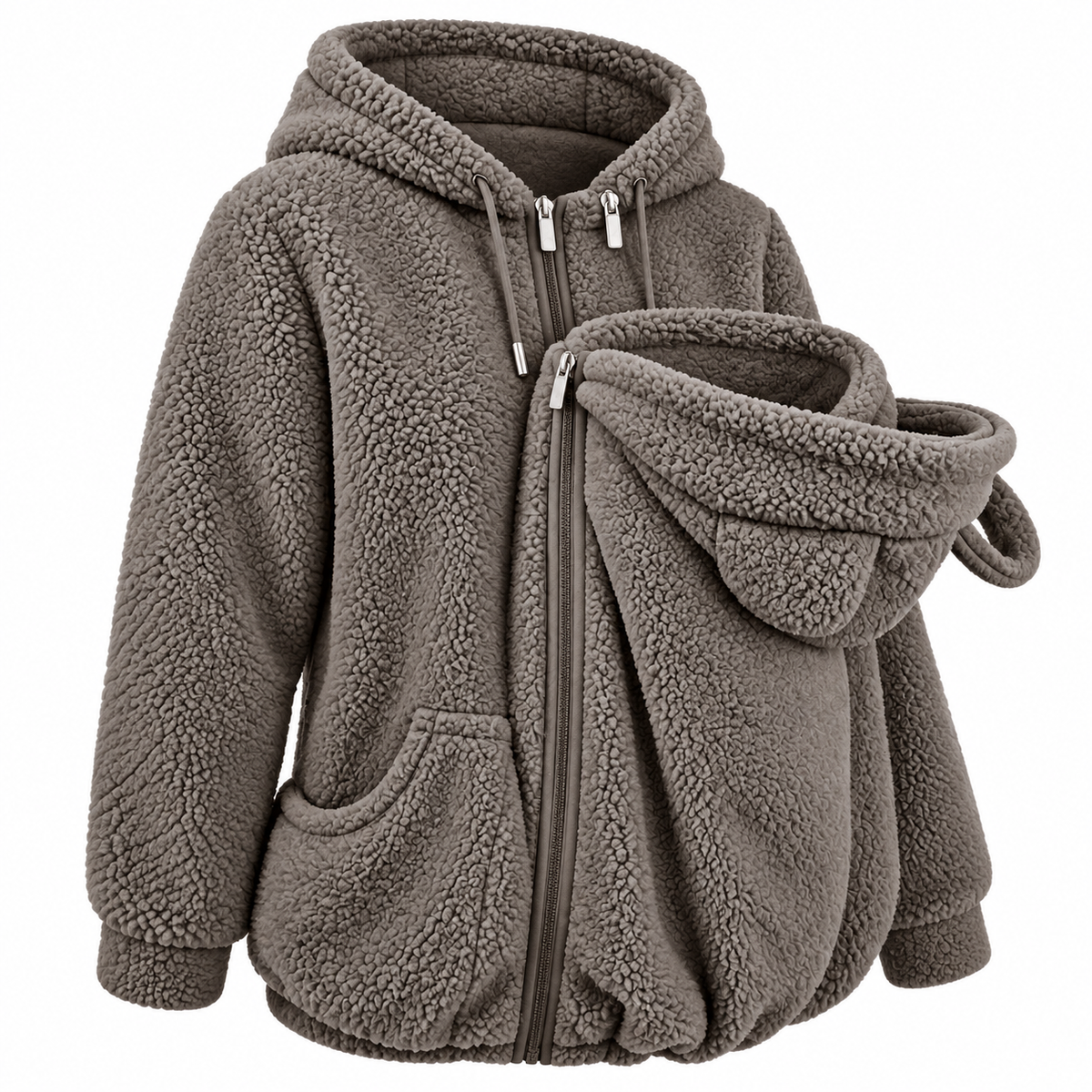 Plüsch Eltern-Kind-Hoodie mit gemütlicher Fronttasche für warme Ausflüge