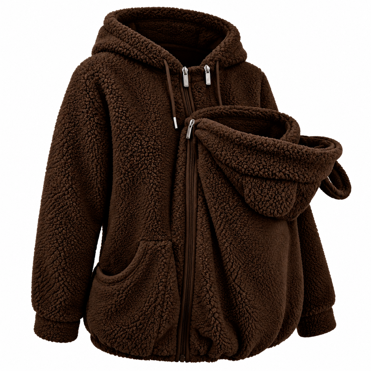 Plüsch Eltern-Kind-Hoodie mit gemütlicher Fronttasche für warme Ausflüge