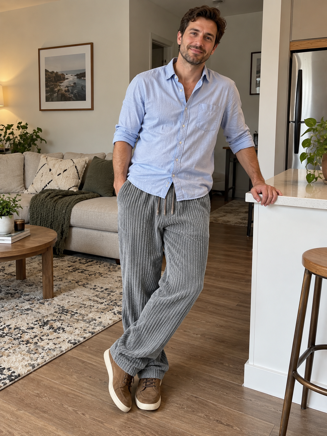Relaxed Fit Dicke Cord-Hose mit Kordelzug