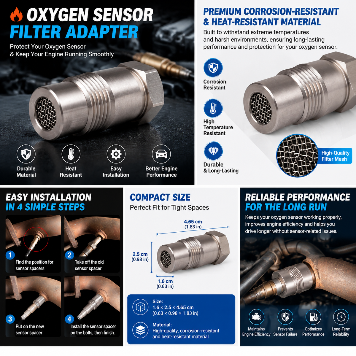 Sauerstoffsensor-Filteradapter – Kompakt & Hitzebeständig